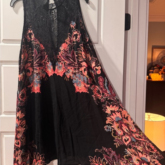 Free People Marsha Black and Pink Floral slip  Dress Medium - Picture 3 of 13